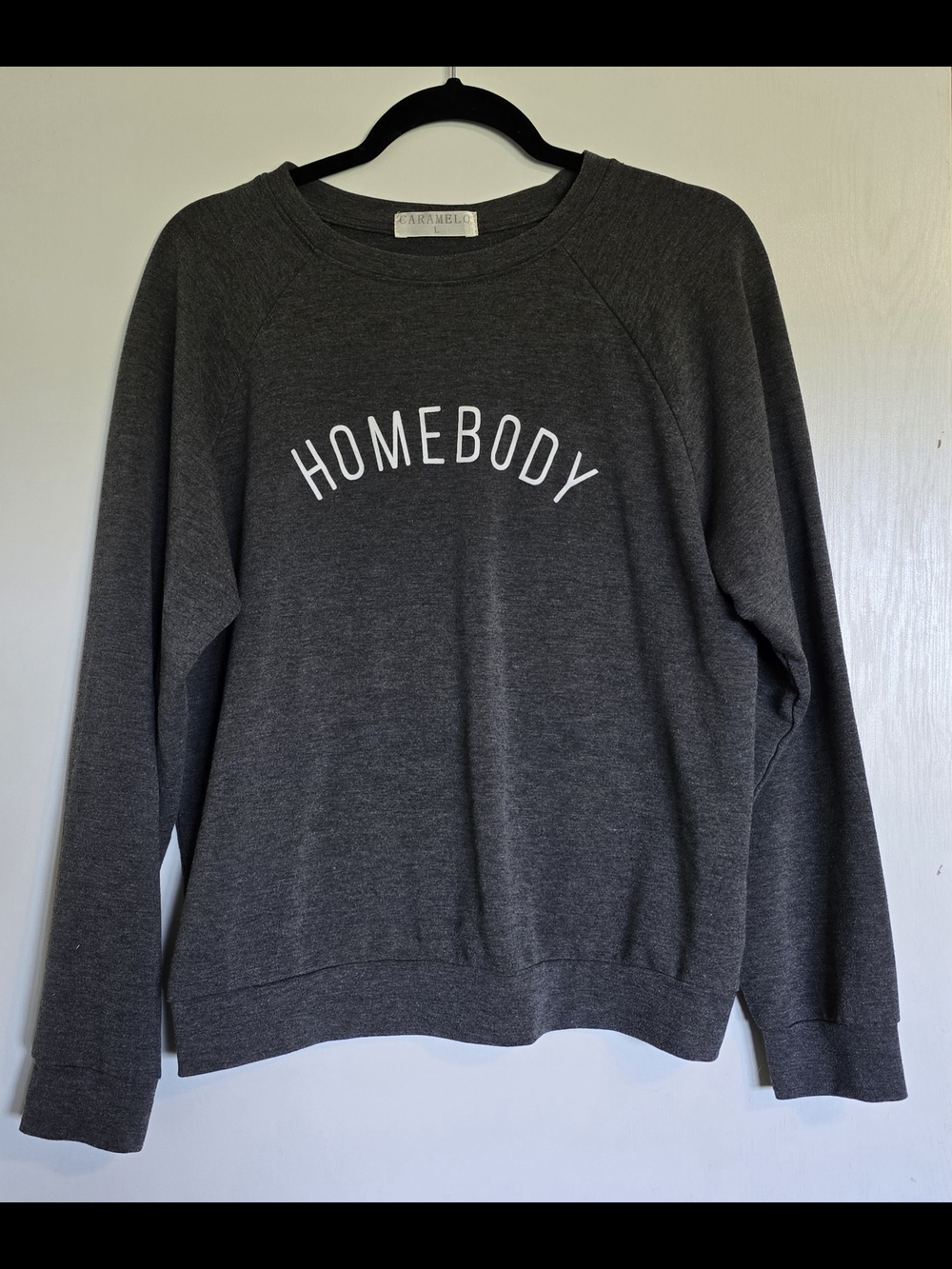 Caramel Dark Gray "HOMEBODY" Crewneck Sweatshirt